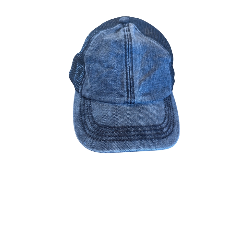 EUC C.C. Womens Stonewash Black Mesh Crisscross Ponytail Hat